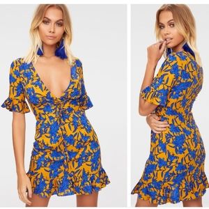 Mustard Floral Corset Swing Dress
